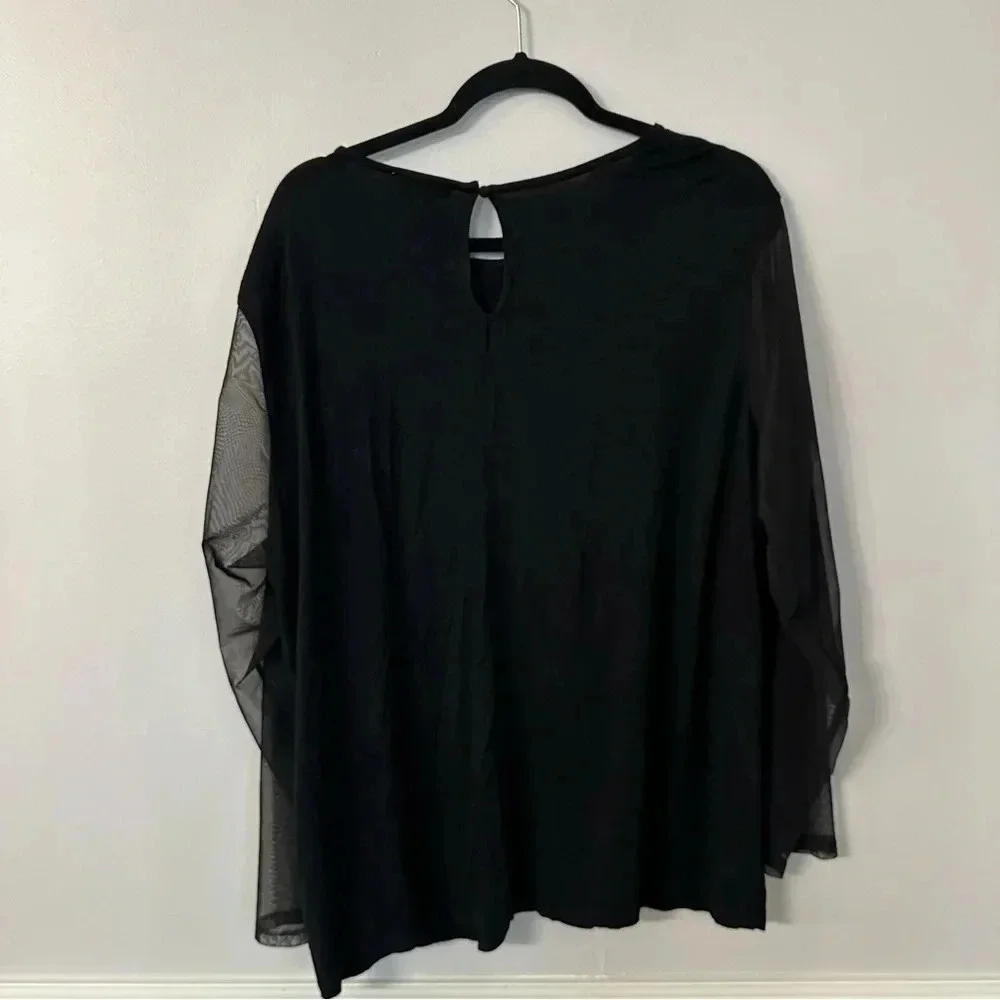 Carmen Marc Valvo Women's Black Lace/Sheer Arms and Chest Details Size 2X GUC - Picture 7 of 7
